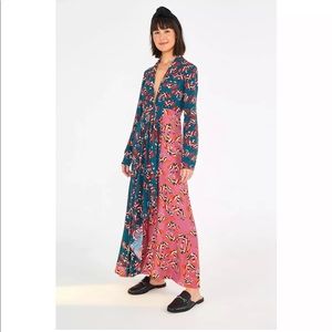 Farm Rio Winter Jungle V Neck Long Dress Duo Tamandua Multi